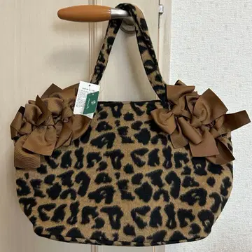[ 새상품 ] 애프터눈 티 레오파드 무늬 리본 토트