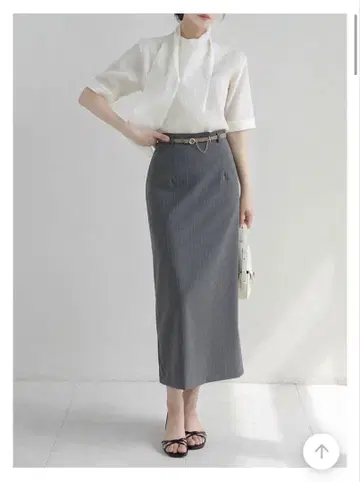 스트라이프 펜슬 스커트