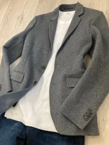 투모로우랜드 자켓 플란넬 라이트 그레이 울 100% 44