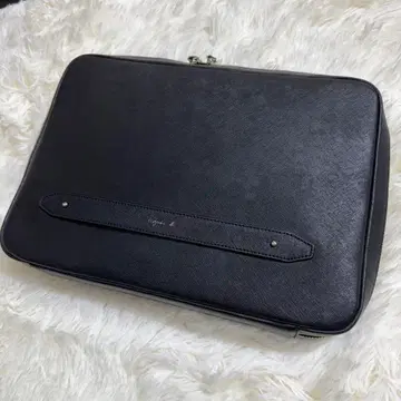 레어 agnes b. 세컨드 백 서류 케이스 사피아노 가죽 블랙