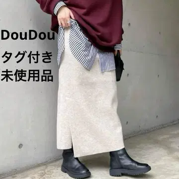 미사용 DouDou 천축 슬릿 타이트 스커트 허리밴딩