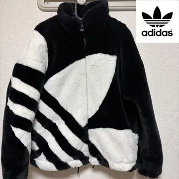 인기 완판템 아디다스 빅 로고 퍼 트랙 자켓 블랙 화이트