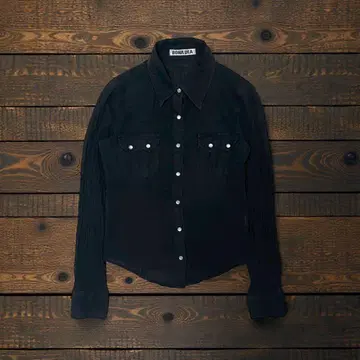 블랙 컬러 웨스턴 셔츠 M 면 100% 스냅 버튼 모드 Y2K 빈티지