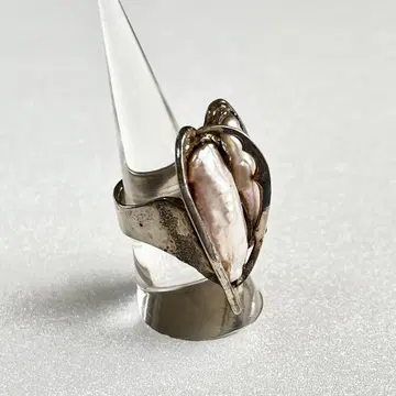 하나뿐인 조개 진주 실버 반지 SILVER 각인 오브제 디자인 빈티지