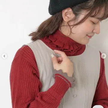 Samansa Mos2 소매 배색 스캘럽 터틀 니트 2색 세트