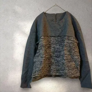 데프레 투모로우랜드 그레이 긴팔 니트 도킹 트위드