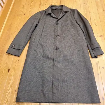 MEN'S BIGI 그레이 체크 무늬 스텐카라 코트