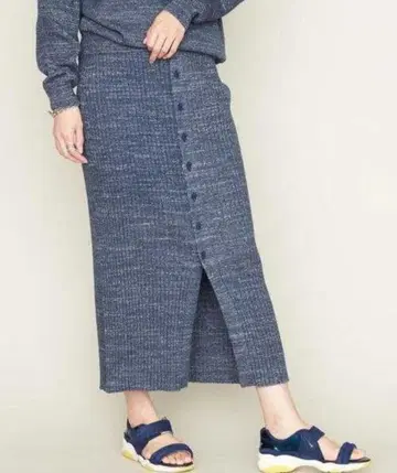 ASTRAET 12G 프론트 버튼 리브 여성용 타이트 스커트