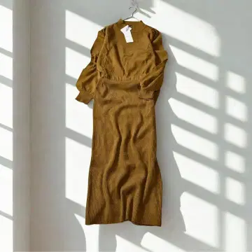 [ 미사용 새상품 ] MOUSSY 니트 롱 원피스 F 브라운 하이넥