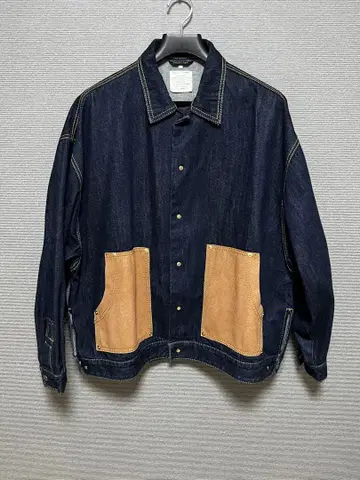 Danke Schon 인디고 데님 자켓 스웨이드 포켓 부착
