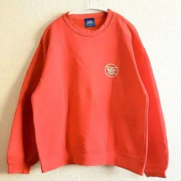 샌즈 트레이닝복 빨간색 면 혼방 M 속기모 상의 크루넥 심플 로고