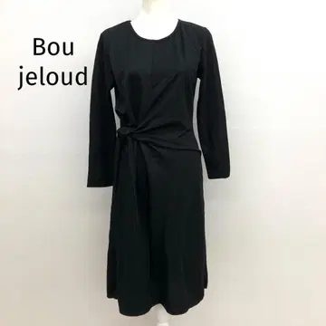 Bou jeloud 긴팔 티셔츠 원피스 트위스트 디자인 블랙