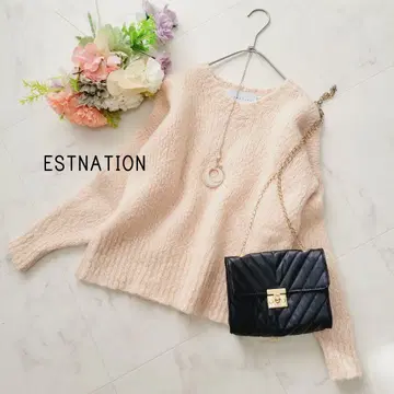 에스트네이션 라이트 핑크 알파카 니트 풀오버