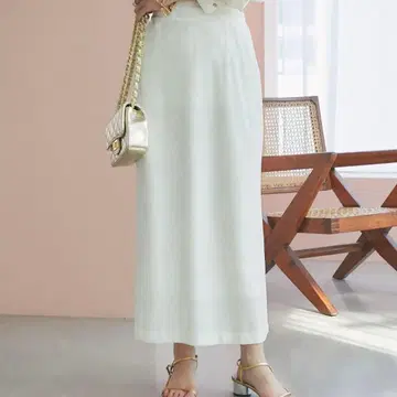 러브틱 봉봉 벨로아 롱 내로우 스커트 화이트 36 사이즈