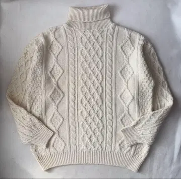 아일랜드제 터틀넥 아란 니트 스웨터 L 피셔맨