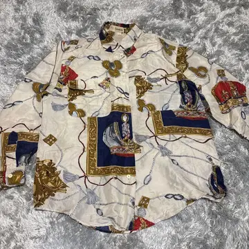 CHANON 다색 패턴 앤티크 셔츠 실크 셔츠