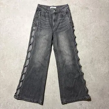 새상품급 SPIRALGIRL 사이드 오버홀 데님 블랙 데님 M