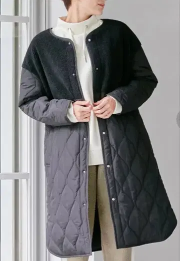 Oeillet/보아 x 퀼트 도킹 충전솜 코트/블랙/우이에/M