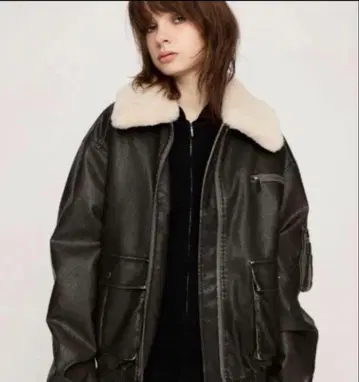 SLY VINTAGE F/LEATHER S/블루종 가죽 자켓