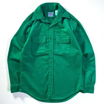 레어 80s USA제 BIG MIKE 단색 헤비 플란넬 셔츠 M 그린