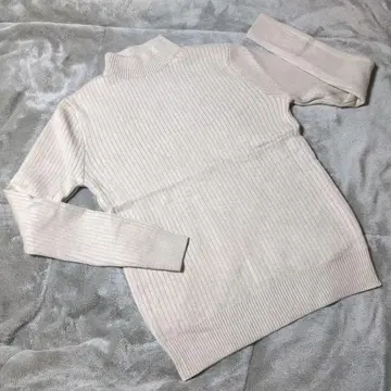 리브 하이넥 긴팔 니트 라이트 베이지