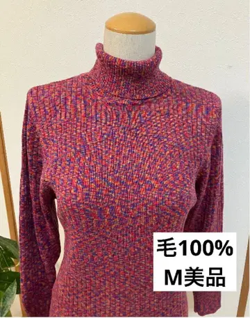 니트 스웨터 하이넥 모 100% 터틀넥 스웨터 M 새상품급