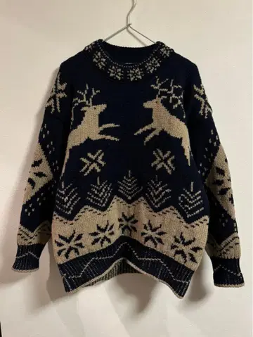 SNOWY PEAK 노르딕 니트 스웨터 상의 빈티지