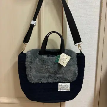 [새상품] 애프터눈 티 울 혼방 인조 모피 포함 케이블 토트