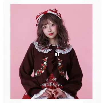 [새상품] 엑시즈팜 딸기 자수 니트 볼레로 Chalmiere