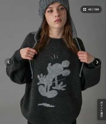 ONCILY 미키 니트 실루엣 모티브 니트