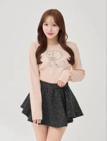 Darich DR 비쥬 플라워 리브 니트탑