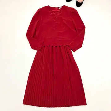 sunbird vintage 플리츠 비즈 자수 원피스 L