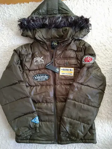 새상품 미사용! RUSS-K 후드 부착 카키 다운 자켓 L 사이즈