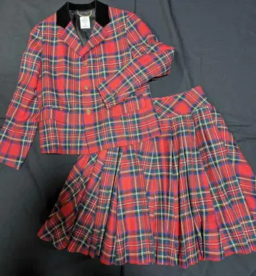 JaneMarple 울 타탄 자켓 & 스커트 셋업