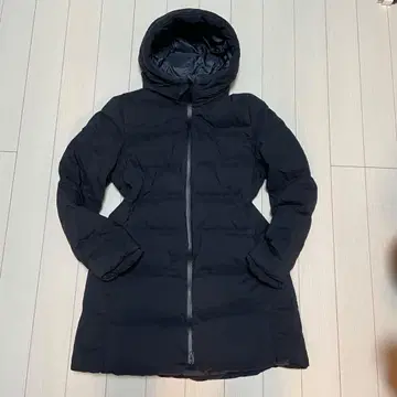 유니클로 [ XL ] 심리스 롱 다운 코트 다운 자켓 후드 블랙