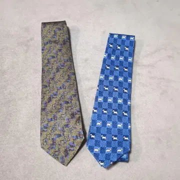 넥타이 세트 올리브 그린과 파랑