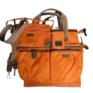 새상품급 아쿠아 블루 숄더백 오렌지 다기능 수납 풍부 백팩