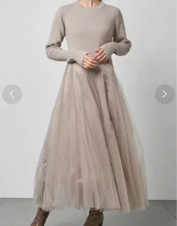 SNIDEL 니트 x 튤콤비 원피스