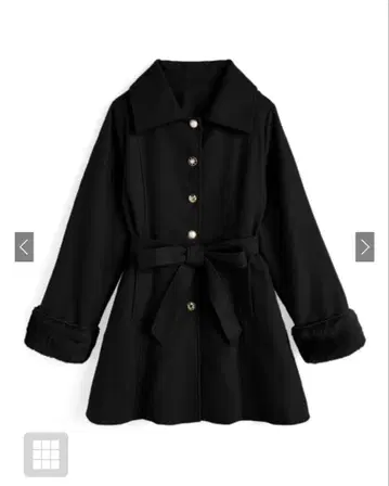 GRL 블랙 허리 리본 코트