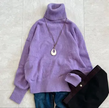 프레임워크 W/Ca 울 캐시미어 터틀 풀오버 퍼플