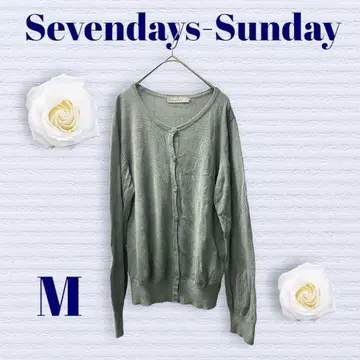 세븐 데이즈 선데이 가디건 M 사이즈 그린 긴팔 앞 버튼