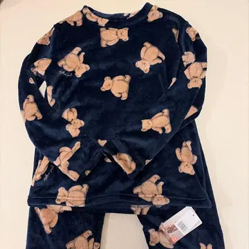 스완넬 룸웨어 상하의 무릎 담요 포함 베어 패턴