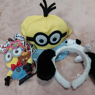 USJ (어린이용) 미니언 캡과 티켓 홀더 & 스누피 머리띠