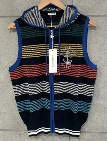 새상품 정가 27300엔 PIA SPORTS 로고 자수 메쉬 니트 베스트