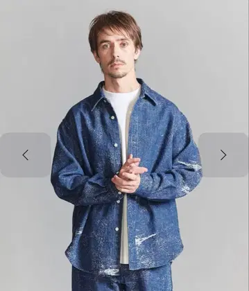 자카드 데님 레귤러 셔츠 FORM형