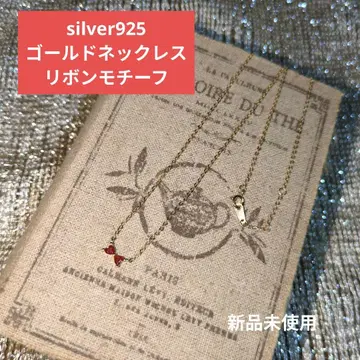 리본 모티브 지르코니아 목걸이 silver925 골드