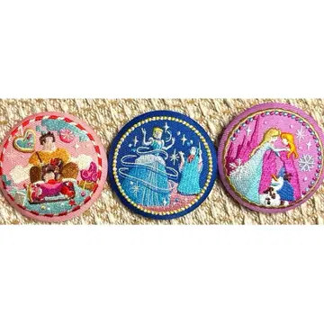 디즈니 자수 캔뱃지 2 신데렐라 슈가 러쉬 안나