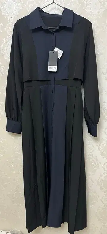 네이비 블랙 셔츠 원피스 긴팔