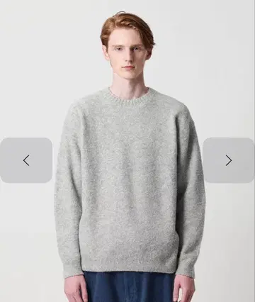 크림프 코튼 울 크루넥 니트