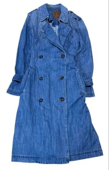 45 인디고 데님 더블 브레스트 트렌치코트